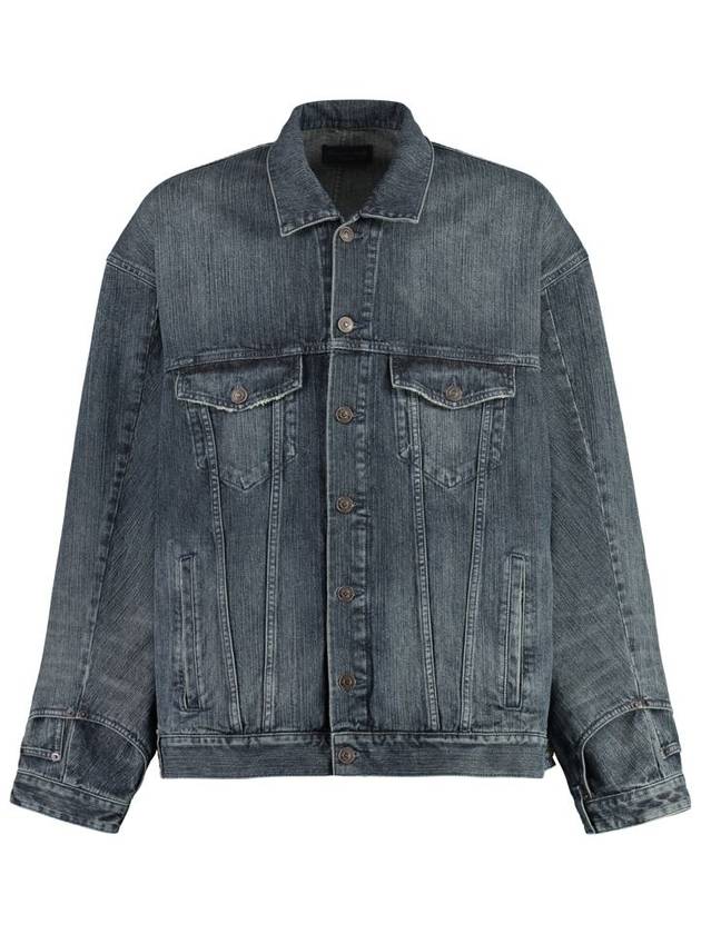 Balenciaga Men's Deconstructed Denim Jacket Dark Blue