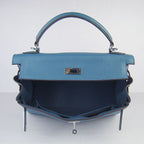 Hermes Kelly 32cm Togo Leather Handbag Blue/Silver