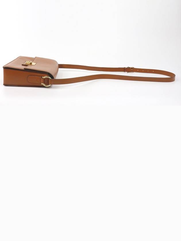CELINE Vintage brown gold buckle flap shoulder cross bag 2JCEB807