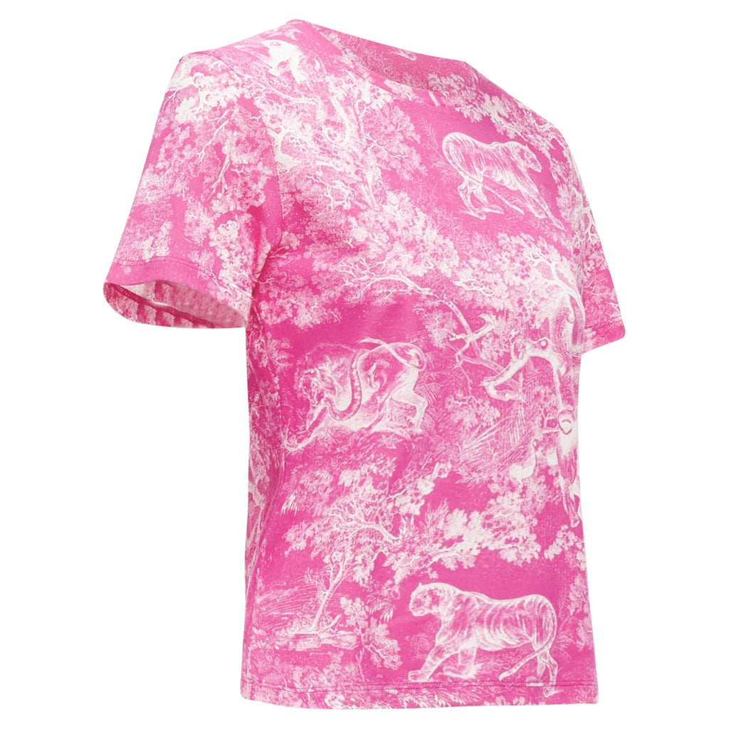 Dior Toile De Jouy Tree Tiger Print Cotton Linen Casual Tshirt