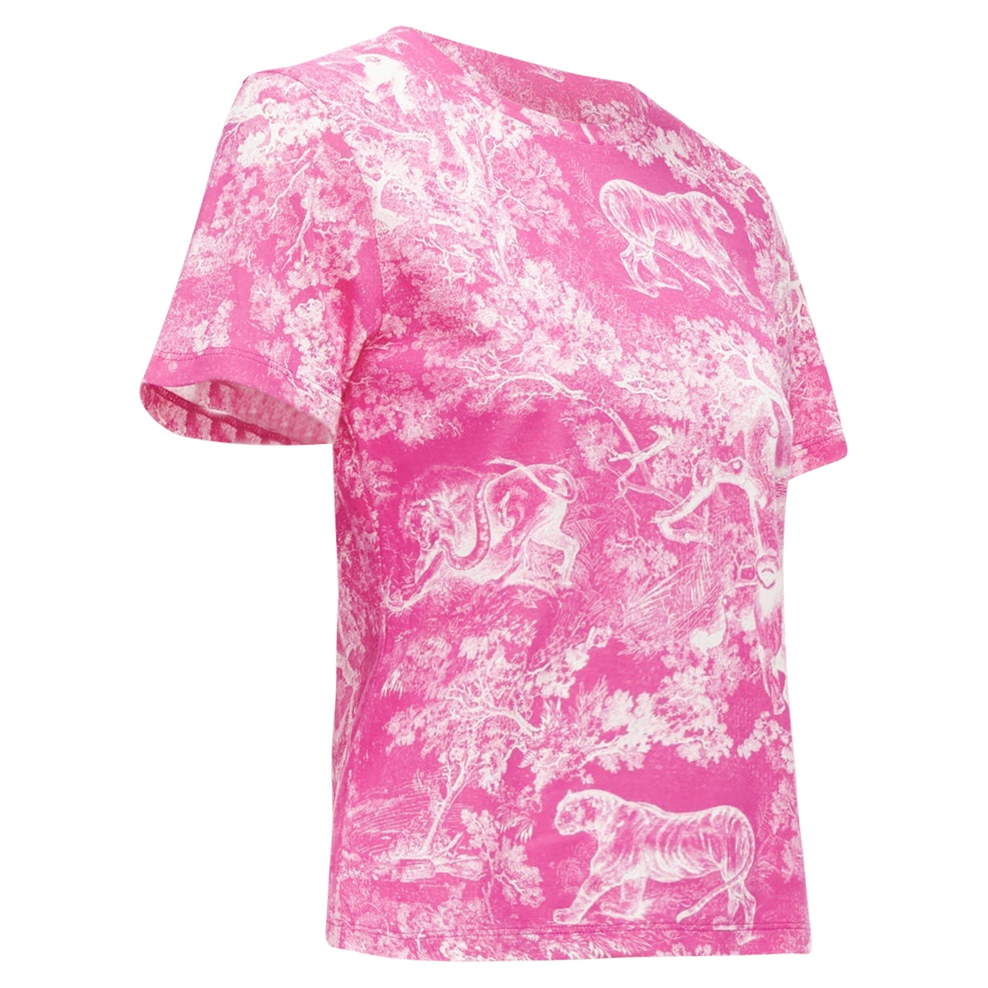 Dior Toile De Jouy Tree Tiger Print Cotton Linen Casual Tshirt