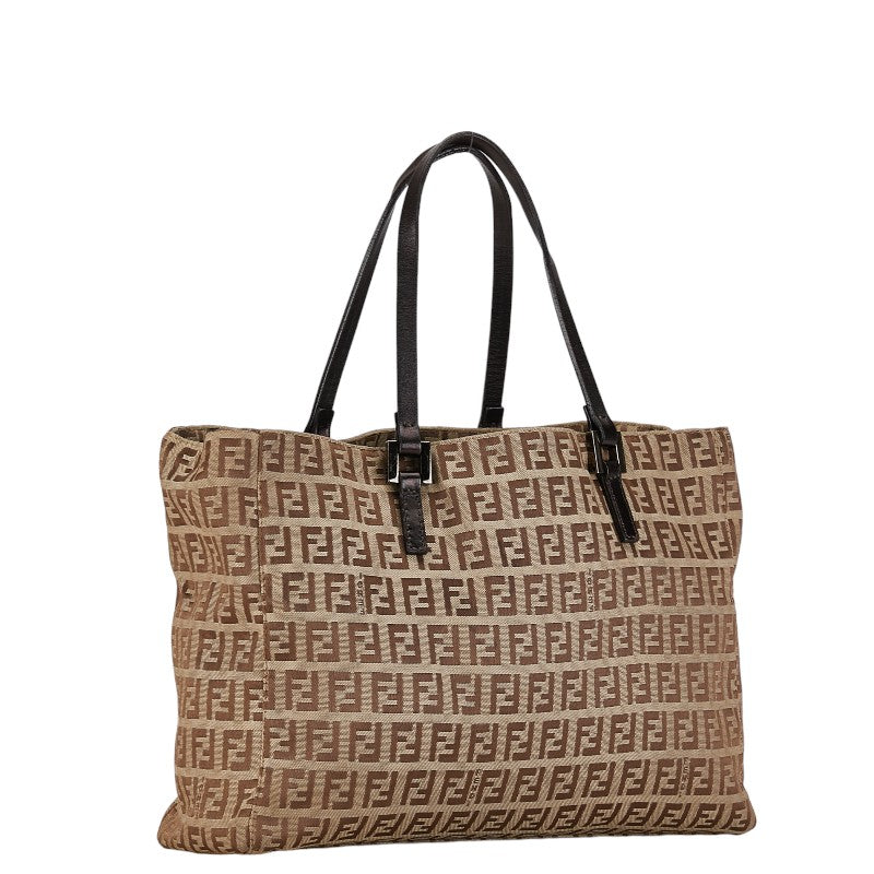 Fendi Zucca Handbag 8BH018 Beige Brown Canvas Leather  Fendi