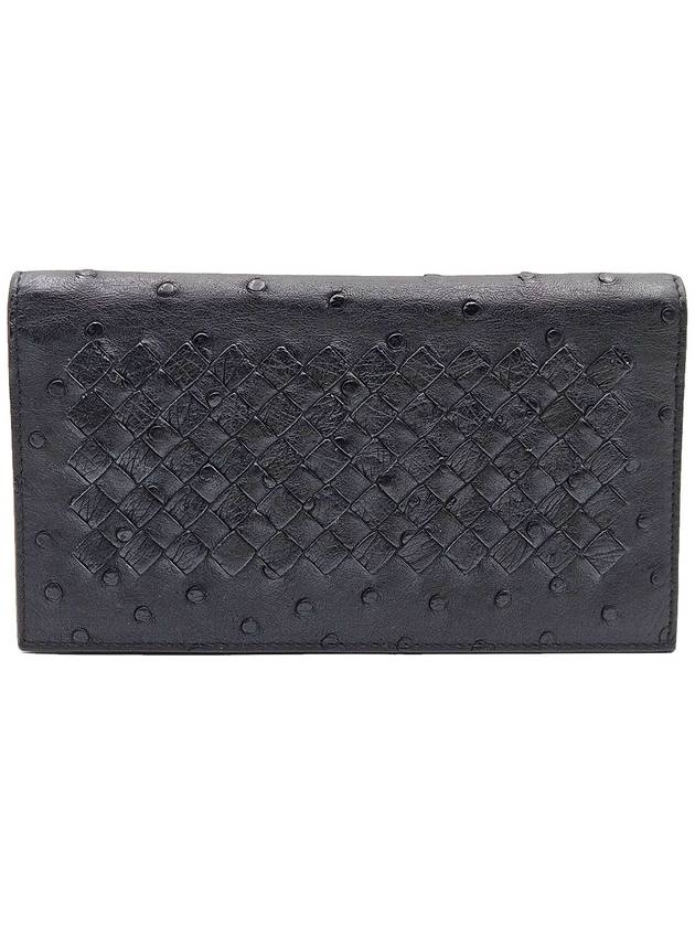 Bottega Veneta Bottega Veneta Black Ostrich Long Wallet