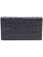 Bottega Veneta Bottega Veneta Black Ostrich Long Wallet