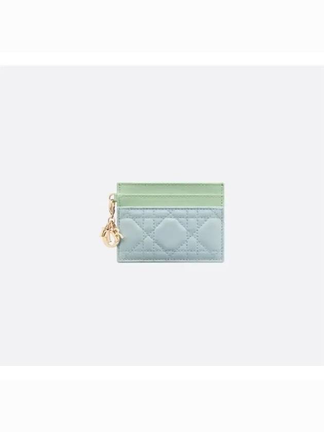 Lady Freesia Card Wallet Blue Dior