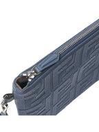 Fendi FF Logo Flat Large Clutch Bag Blue