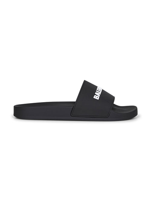Balenciaga Men Black Rubber Pool Slide Sandals
