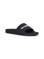 Balenciaga Men Black Rubber Pool Slide Sandals