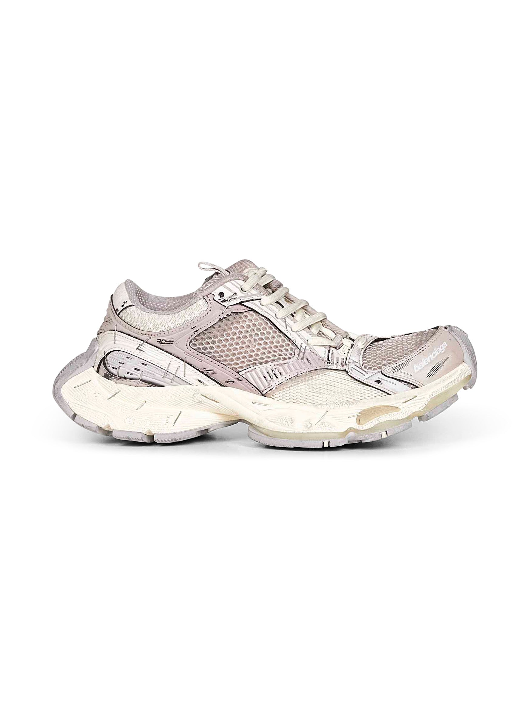 Balenciaga Women Beige And Grey Stapler Sneakers