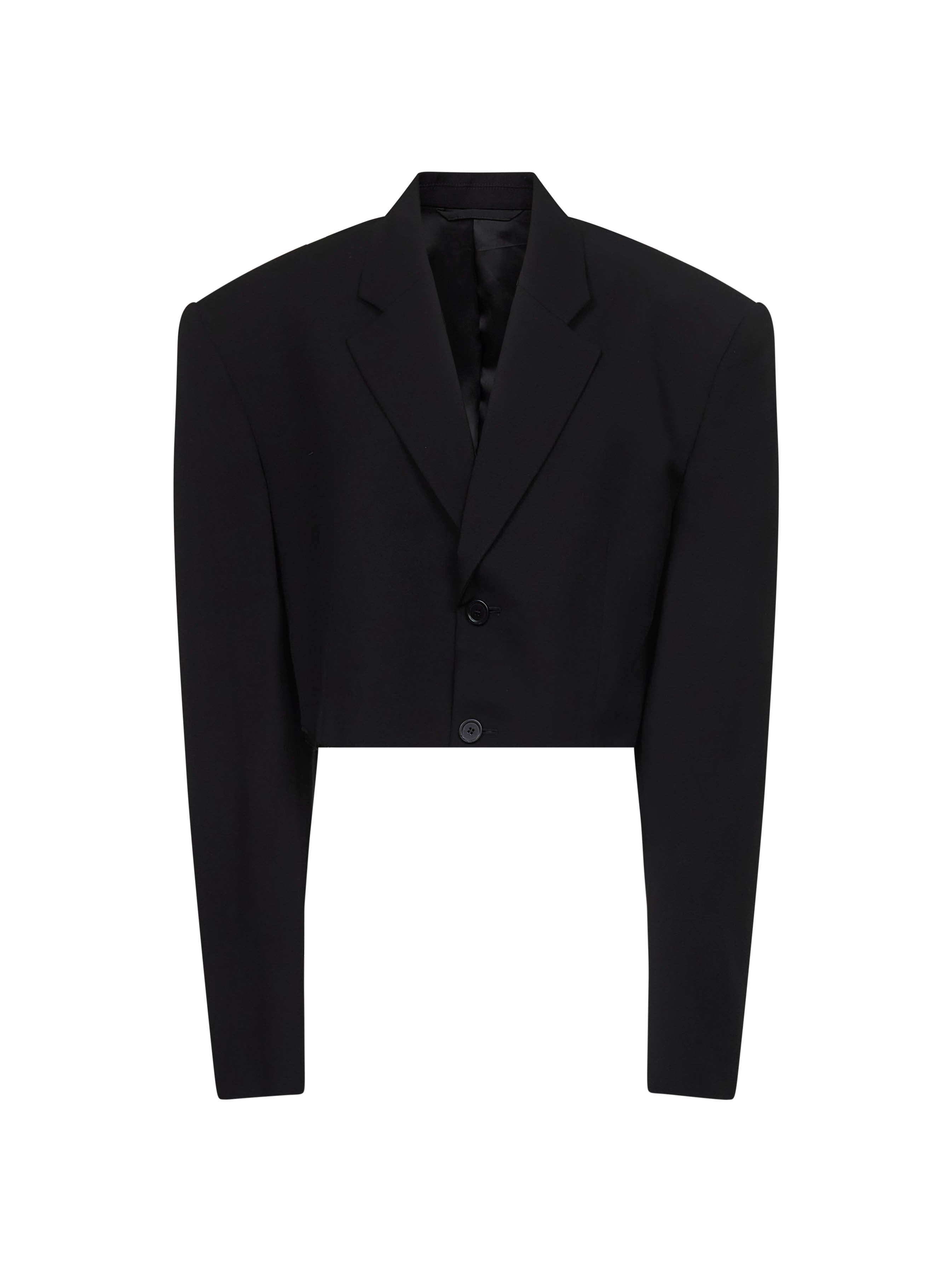 Balenciaga Women Black Cut Off Single Breasted Jacket