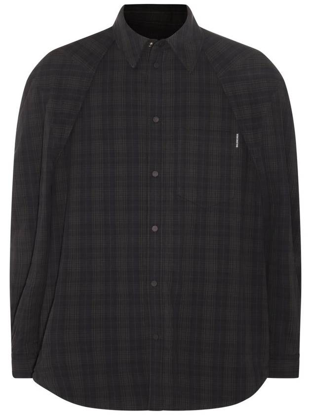 Balenciaga Checked Pattern Long Sleeve Shirt Grey
