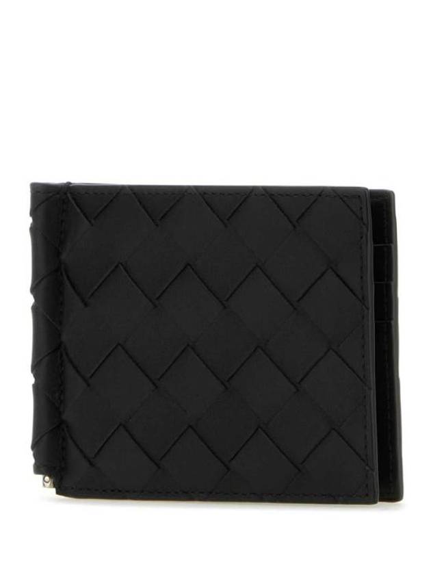 Bottega Veneta Intrecciato Money Clip Half Wallet Black