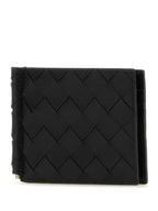 Bottega Veneta Intrecciato Money Clip Half Wallet Black