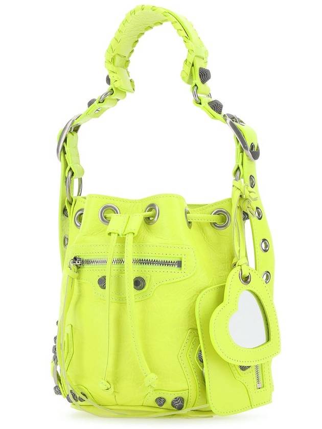 Balenciaga Le Cagol XS Embossed Bucket Bag Green