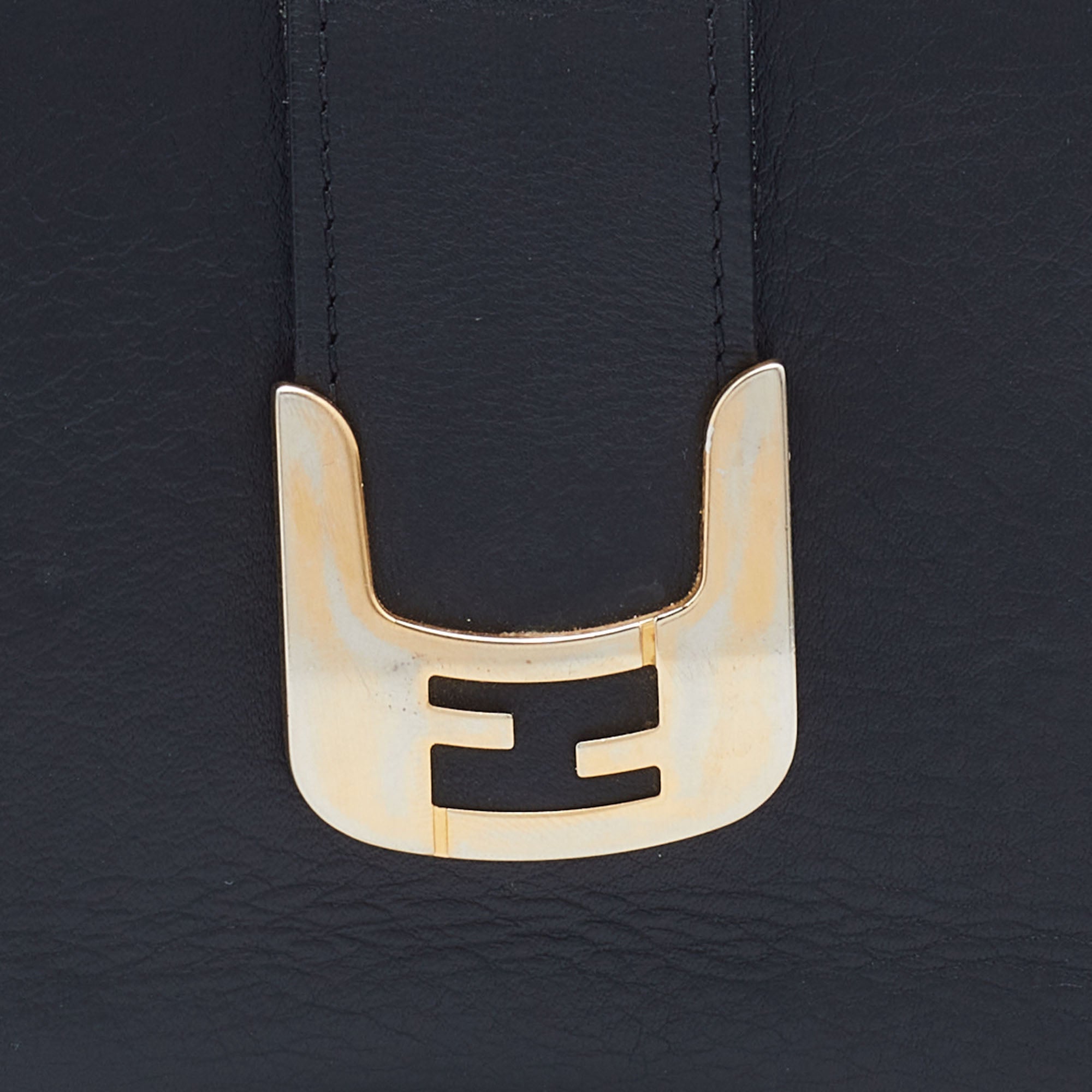 Fendi Black Leather Flap Continental Wallet