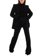 Balenciaga Pinstripe Pleats Front Straight Pants Black