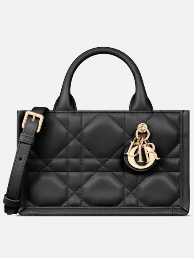 Macrocannage Calfskin Strap Mini Book Tote Bag Black Dior
