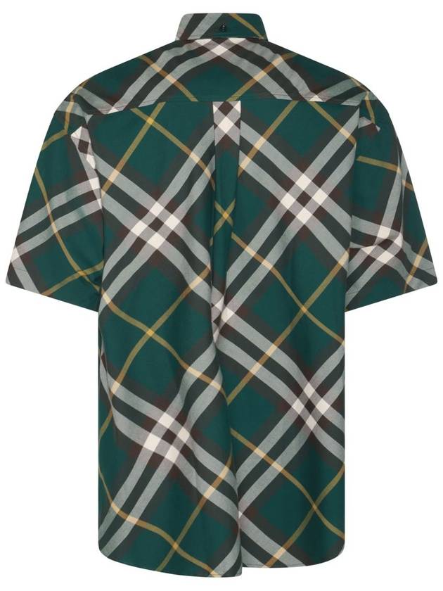 Burberry Embroidered Logo Plaid Short-Sleeve Shirt Green