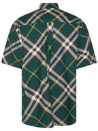Burberry Embroidered Logo Plaid Short-Sleeve Shirt Green