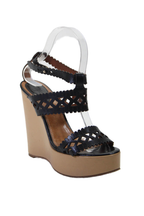 Chloe Womens Black Brown Strappy Ankle Strap Platform Wedge Heels Shoes