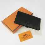 Hermes Wallet H015 Wallet Cow Leather Black