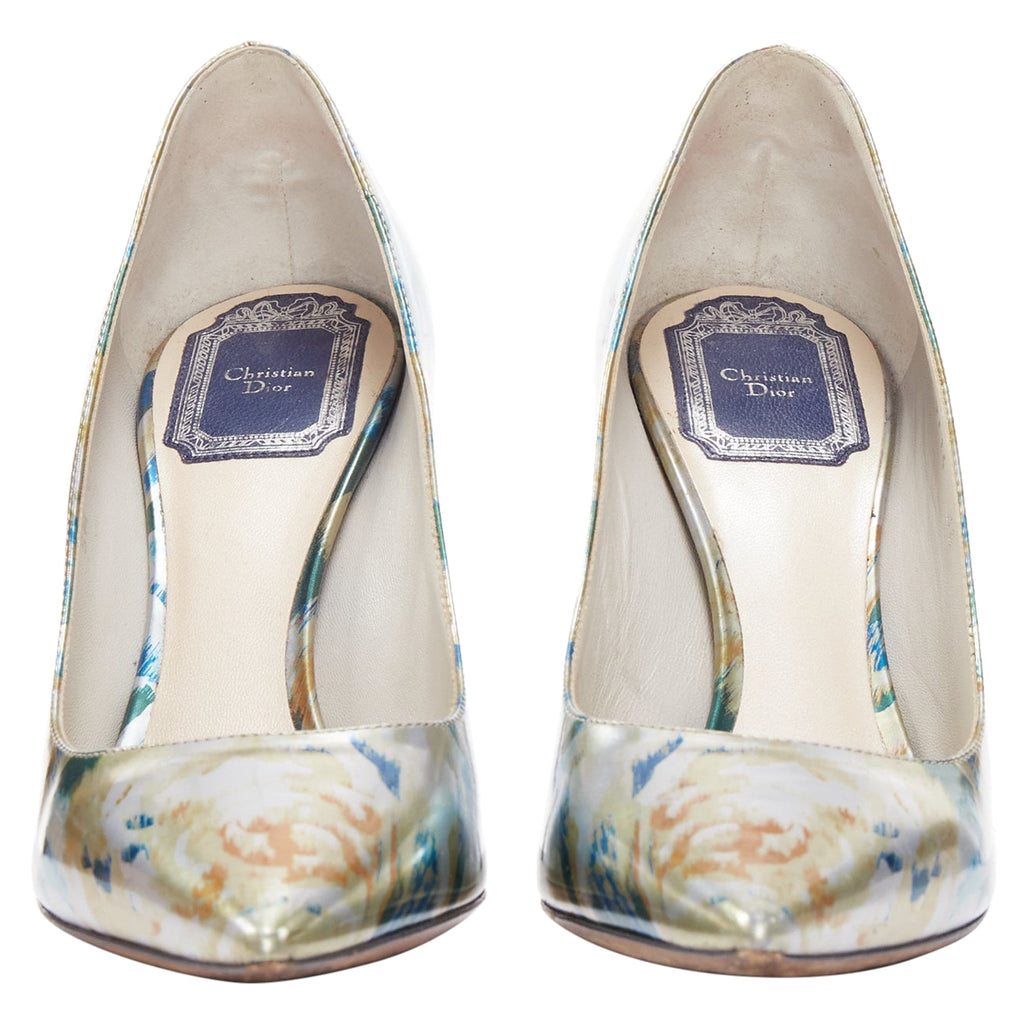 Dior Raf Simons Metallic Abstract Print Pointy Pumps