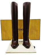 Fendi Fendi brown baguette cut leather long boots 38