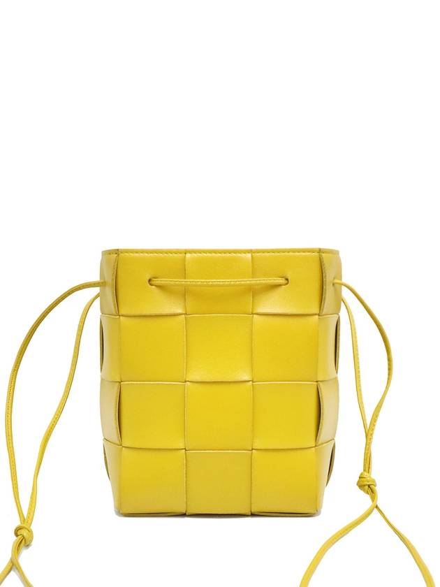 Bottega Veneta Bottega Veneta 680218 Yellow Intrecciato Weaving Small Cassette Crossbody Bucket Crossbag