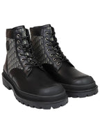 Explorer Oblique Jacquard Smooth Calfskin Ankle Boots Beige Black Dior
