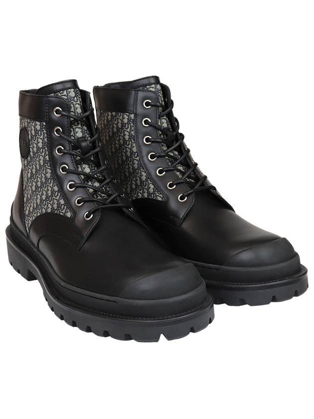 Explorer Oblique Jacquard Smooth Calfskin Ankle Boots Beige Black Dior