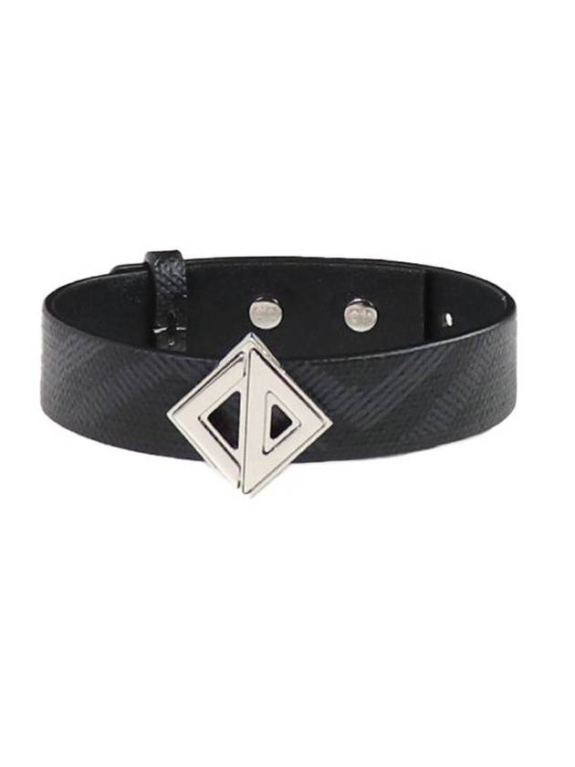 CD Diamond Canvas Silver Finish Brass Bracelet Black Dior