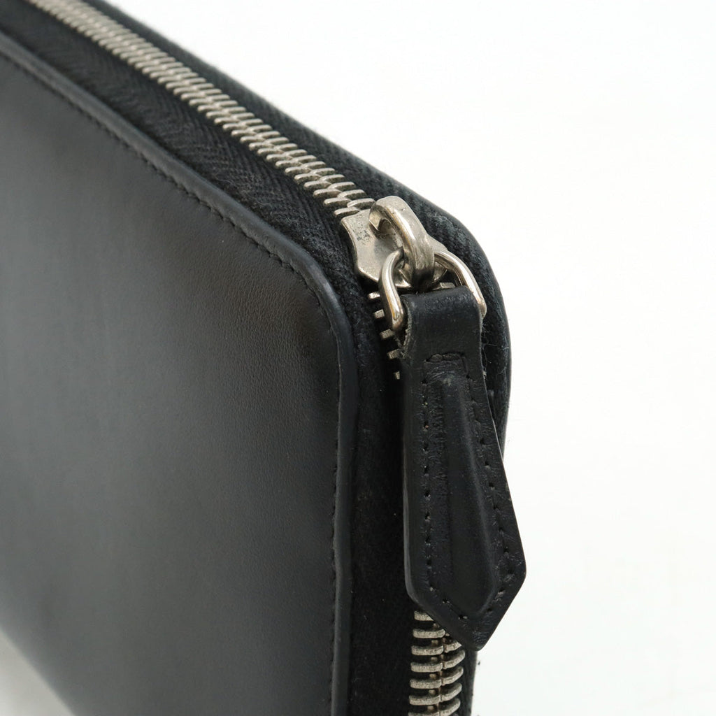 FENDI FENDI Monster Bugs Round Fassner Long Wallet Leather Black Black Silver Gold 7M0210