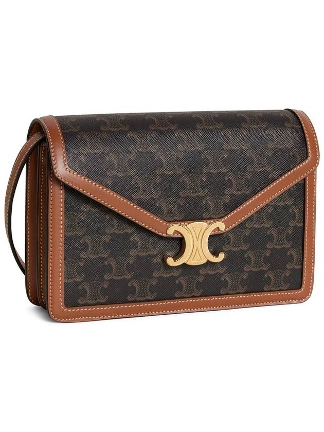 CELINE Triomphe Canvas Calfskin Shoulder Bag Tan