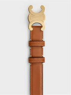 CELINE Triomphe Calfskin Medium Belt Tan