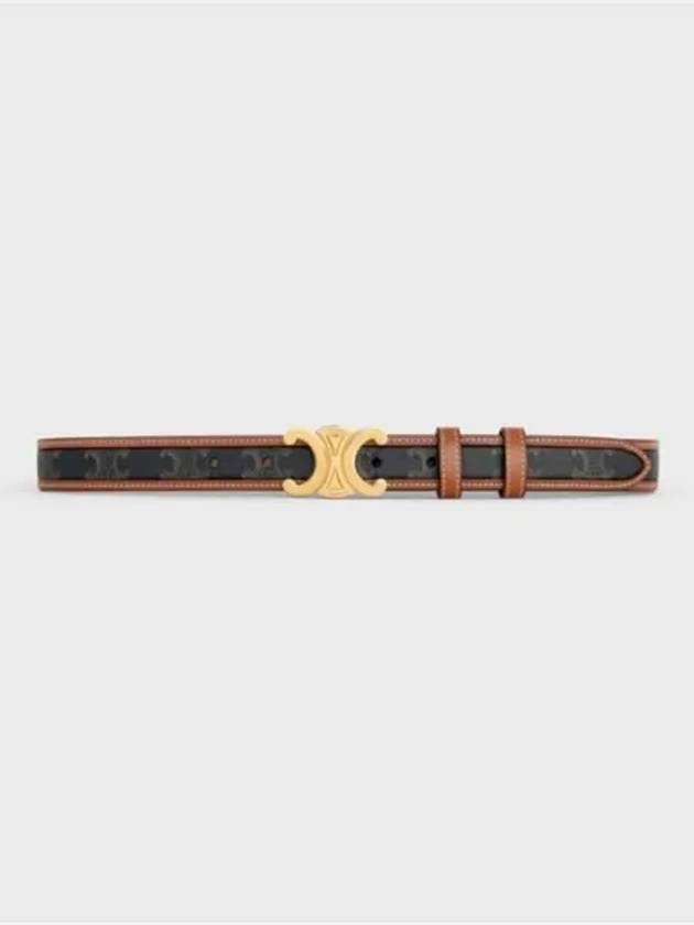 CELINE Women's Medium Triomphe Canvas Calfskin Belt Brown