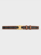 CELINE Women's Medium Triomphe Canvas Calfskin Belt Brown