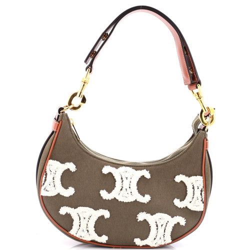 Celine Ava Strap Bag Triomphe Bouclette Embroidered Cotton Medium