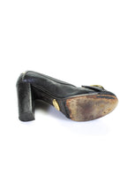Chloe Womens Leather Double D Ring High Block Heel Pumps Black
