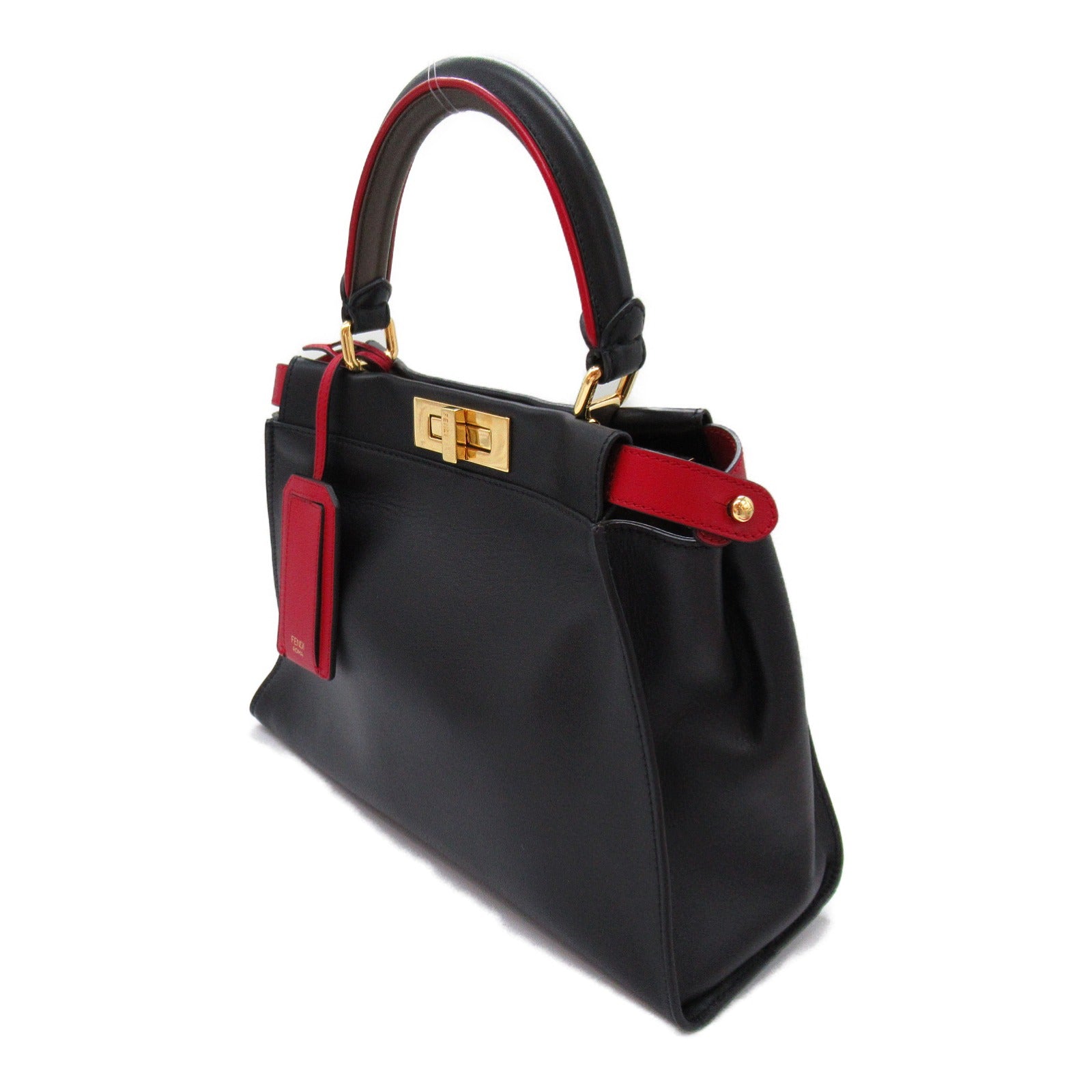Fendi Fendi Peakbue Defender Shoulder Bag Shoulder Bag  External Bag Leather PVC Coated Canvas  Black Red/Natural 8BN307