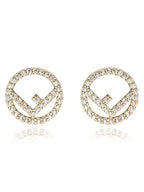 Fendi F Is Fendi Crystals Earrings Gold