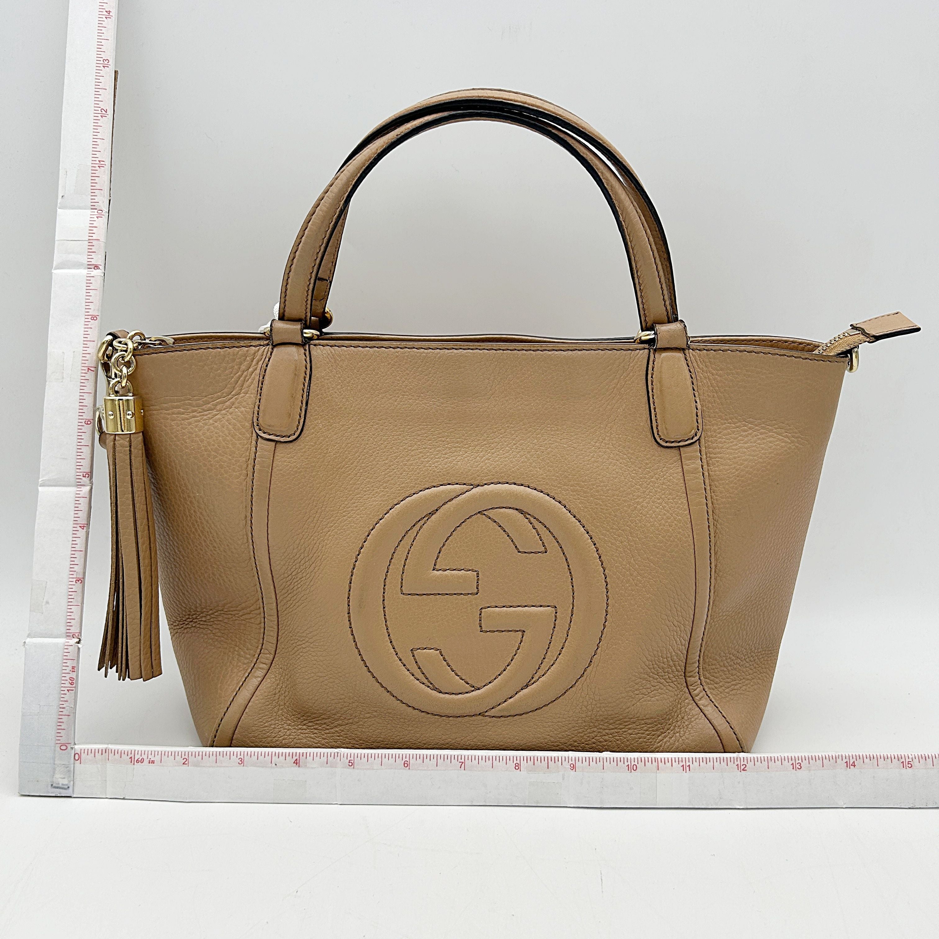 Gucci Beige Pebbled Leather Soho Working Tote LA10845
