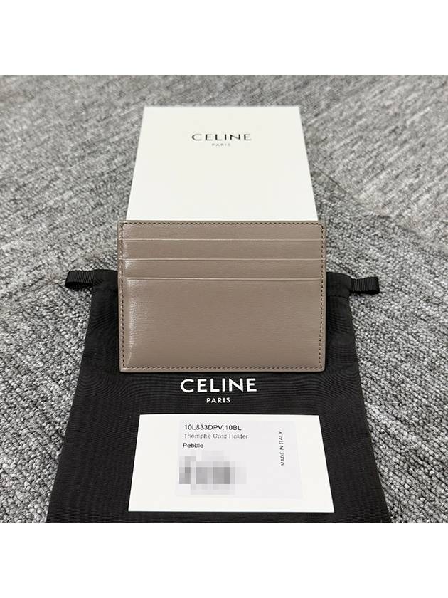 CELINE Triomphe Shiny Calfskin Card Wallet Pebble