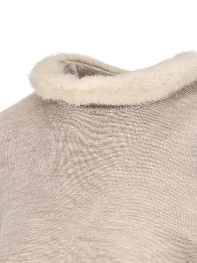 Fendi Ribbon Tie Silk Wool Short Dress Beige