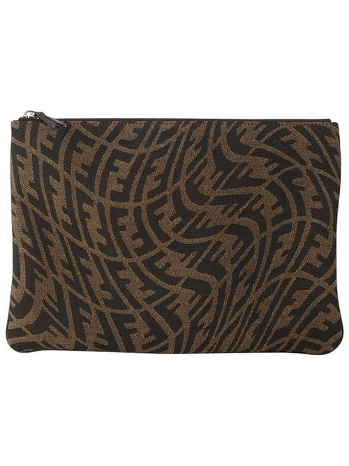 Fendi 7N0111 FF Vertigo Logo Canvas Juka Clutch33810 3