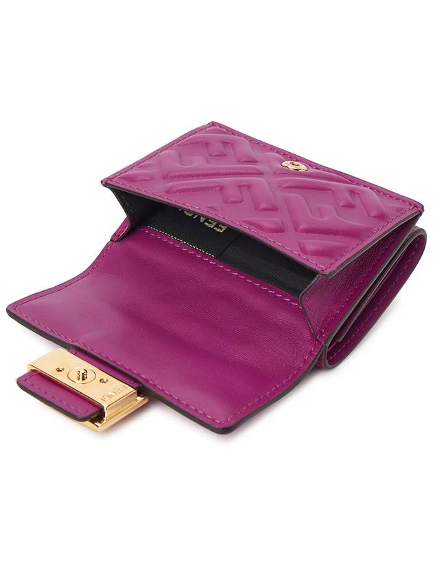 Fendi FF Baguette Flap Card Half Wallet Pink