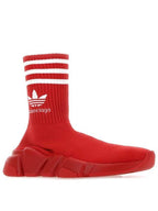 Balenciaga Adidas embroid logo socks high top sneakers red