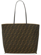 Fendi Roll Pequin Stripe Large Tote Bag Beige