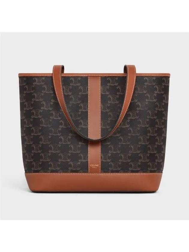CELINE Triomphe Canvas Calfskin Tote Bag Brown Black