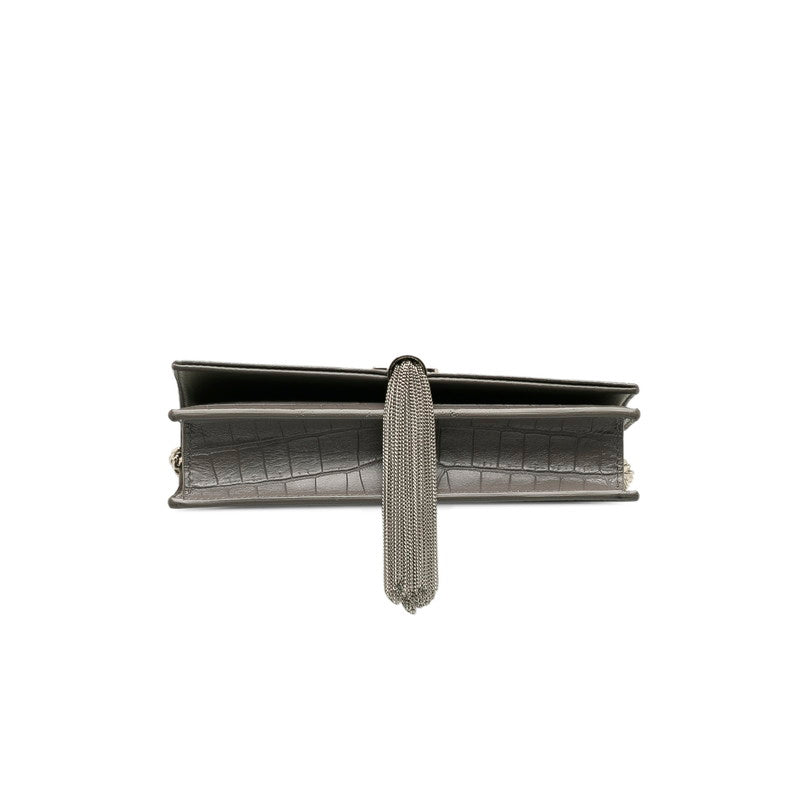 Saint Laurent Tassel Kate Middle Chain Shoulder Bag 354119 Gr Silver Leather  Saint Laurent