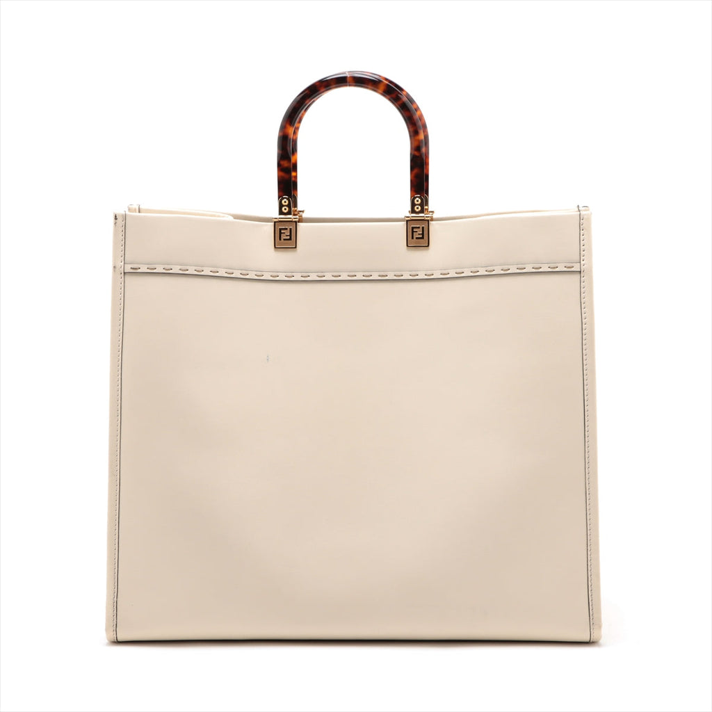 Fendi Sunshine Leather Handbag Ivory 8BH372